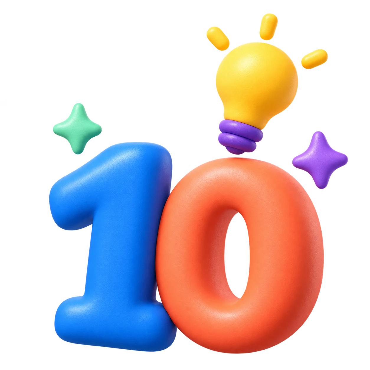Illustrated number 10 with a lightbulb, for ten social media fundraising ideas