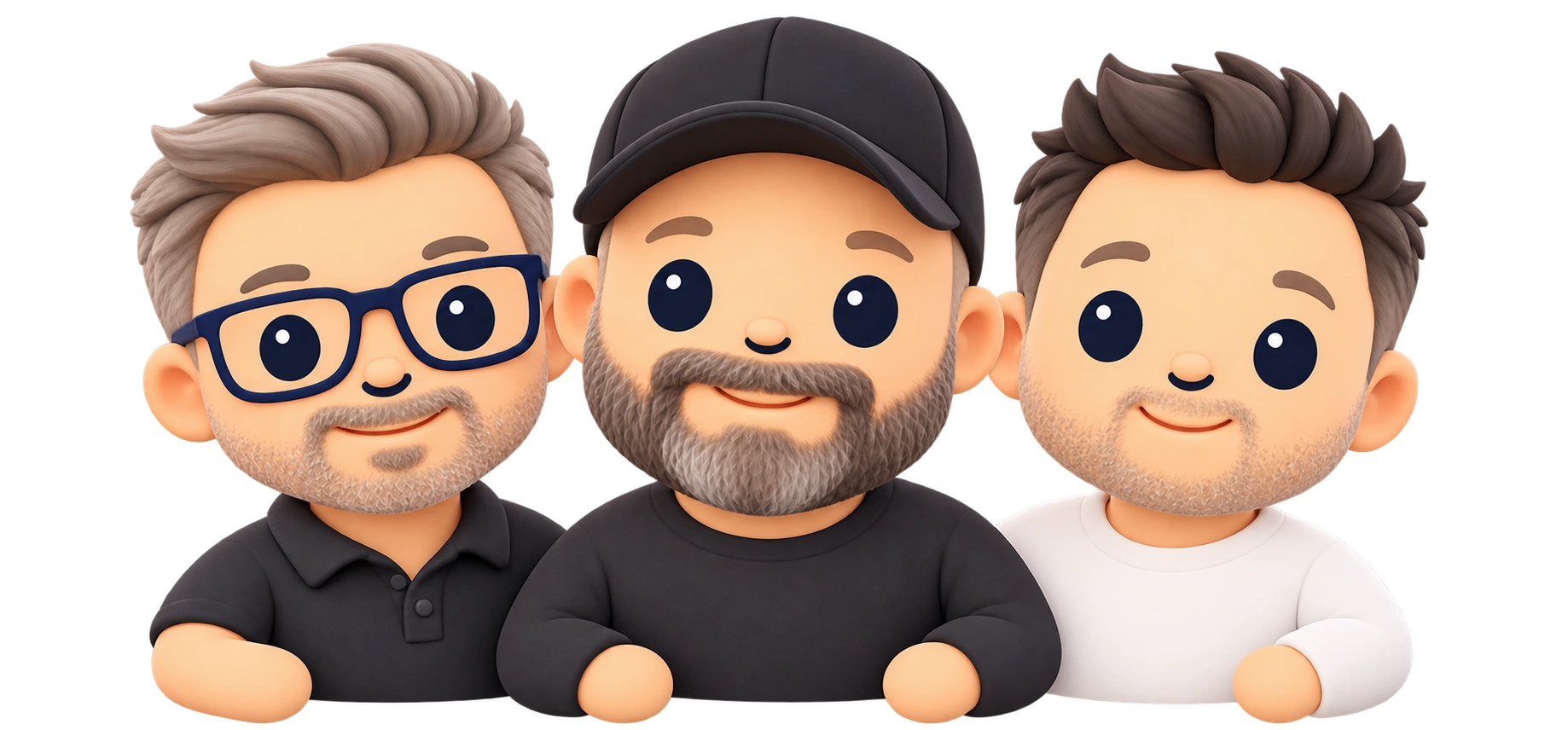 Illustrated portraits of the three Mobli founders